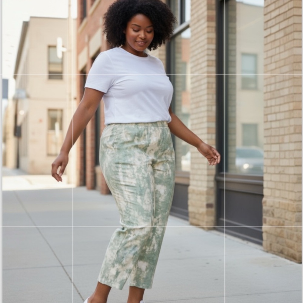 Isaac Mizrahi Green and white Tie-Dye Trousers